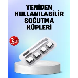 Yeniden Kullanılabilir 304 Çelik Metal Buz Küpleri 4'lü Set