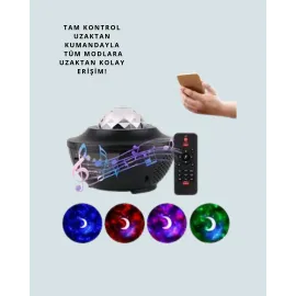 Yıldız & Okyanus Dalga Projektörü – Bluetooth / Usb Hoparlörlü