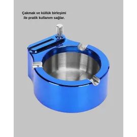 Metal Küllük Ve Çakmak Seti Yuvarlak Modern Tasarım