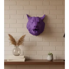 Özel Seri Mor Kurt Duvar Süsü Hediyelik Dekoratif Asılabilir Heykel