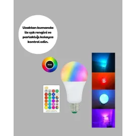 RGB Uzaktan Kumandalı LED Ampul 16 Renk A Kalite 2025 Model Orijinal