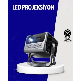 Smart Projector Android TV Taşınabilir Gimbal Standlı