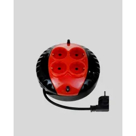 Kırmızı Renk 3 Metre 4’Lü Kablolu Priz Makarası