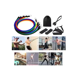 Direnç Seviyeli Pilates Ve Fitness Egzersiz Bandı Seti Kapı Askılı