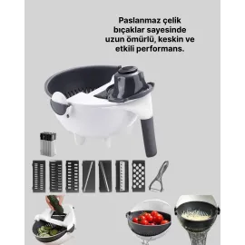 Ergonomik Sebze Rendeleyici ve Süzgeç Hazneli Dilimleyici