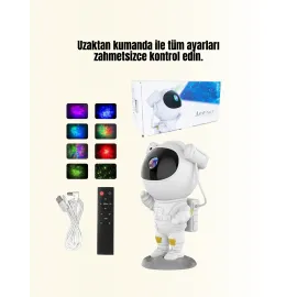 Ayarlanabilir Parlaklık ve Zamanlayıcı Modlu Astronot Lamba