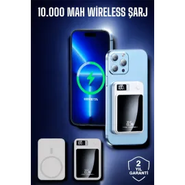 22.5W Magsafe Kablosuz Şarjlı Powerbank Dijital Ekran ve Hızlı Şarj