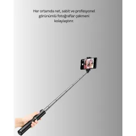 Bluetooth’Lu Işıklı Selfie Çubuğu – Katlanabilir, 130 Cm