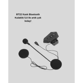 Bt22 Kask Bluetooth Kulaklık 5.0 – Suya Dayanıklı, Gürültü Önleyici, Uzun Pil Ömürlü