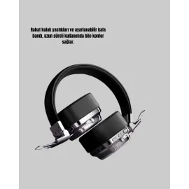 Kablosuz Kulak Üstü Bluetooth Kulaklık Güçlü Bas Ve Katlanabilir Tasarım