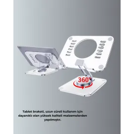 Ayarlanabilir Şeffaf Tablet Standı Kaymaz Silikon Tabanlı