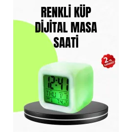 Gece Lambası Fonksiyonlu Renk Değiştiren Led Küp Dijital Saat