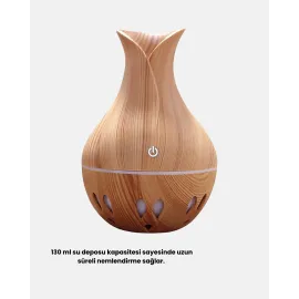Ahşap Desenli 130 ml Aromaterapi Difüzör Sessiz ve USB Bağlantılı
