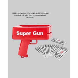 Super Money Gun Para Saçma Tabancası Yüksek Atış Güçlü Kırmızı Model