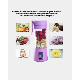 Mini Taşınabilir Blender 380ml USB Şarjlı Detoks Smoothie Hazırlayıcı
