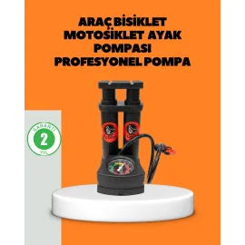 Ayaklı Bisiklet Pompası Basınç Göstergeli Çok Amaçlı
