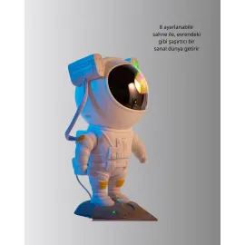 Astronot Şekilli Galaxy Projeksiyon Lambası Nebula Efektli Dekoratif Lamba