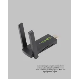Ultratekno Dual Band WiFi Adaptör – 1200 Mbps, USB 3.0, Çift Antenli, Geniş Kapsama Alanı ve Yüksek Hız