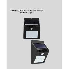 Solar Enerjili 20 Led Hareket Sensörlü Duvar Lambası