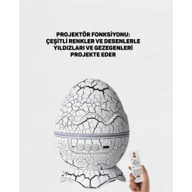 Dinozor Yumurtası Tasarımlı Projektörlü Gece Lambası