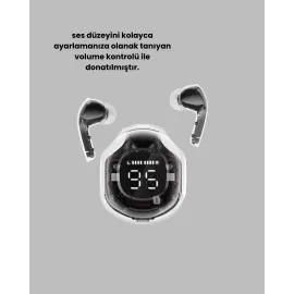 Bluetooth 5.3 Kablosuz Kulaklık 30mm Sürücü LED Ekranlı Mikrofonlu