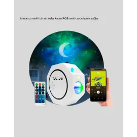 360° Döndürülebilir Yıldızlı Gökyüzü Projeksiyon Gece Lambası