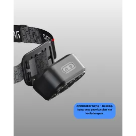300 Lümen Sensörlü LED Kafa Lambası USB Şarjlı SOS Modlu