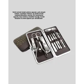 Paslanmaz Çelik Çok Fonksiyonlu 12 Manikür Seti