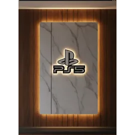 Ps5 Logo Dekoratif Duvar Süsü Oyun Odası Ve Salon Uyumu